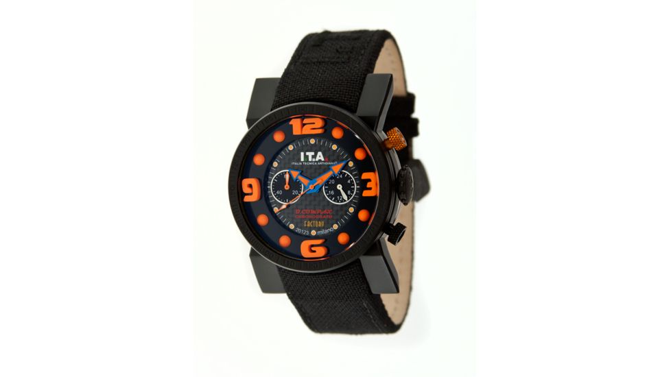Ita 00.05.11 B Compax Factory Mens Watch, Orange Numbers, Black Band