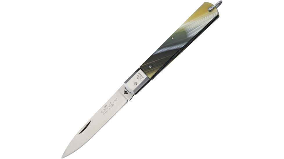 Italian Custom Knives Siciliano Tutto Folding Knife,3.625in,Stainless Steel,Imitation Buffalo Horn Handle CMF05