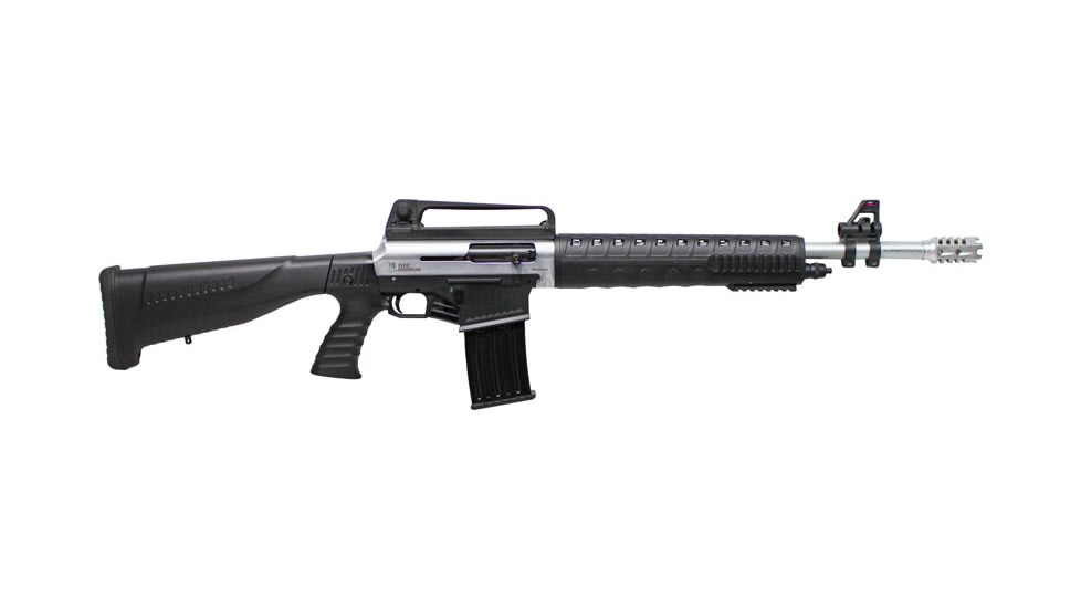 Iver Johnson Arms Stryker 3in Tactical Semi-Auto Shotgun, 12 Gauge, 20in BBL, Synthetic Black Stock, Fiber Optic Front Sight, 2 Mag Included, 5RD Capacity, Nickel Black, GIJAR1512N