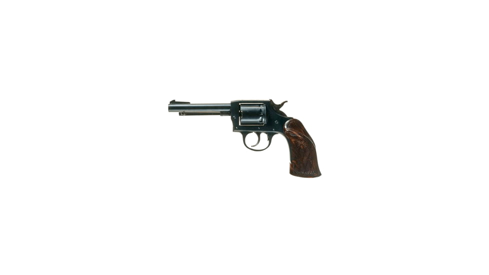 Iver Johnson Arms 55A Revolver, .22 Long Rifle, 4.5in barrel, blued finish steel frame, brown plastic grip, revolving chamber, fixed blade and notch, 8 round cylinder, IJ-55A-.22LR-4.5-1-FRRMPG