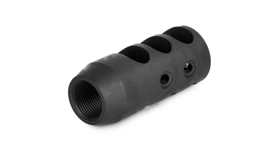 JE Machine Tech AR-15 Muzzle Brake, Wrench Flat w/Crush Washer, 1/2x28, Black PS-MZ4GR