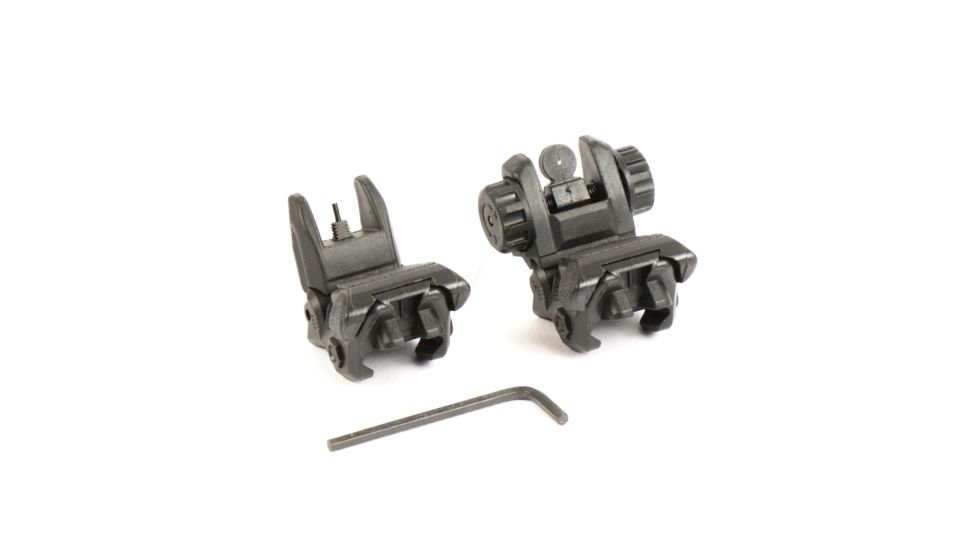 JE Machine Tech Spring Loaded Flip-Up Top Mounted Deployable Front and Rear Sight, Black, TS-PS22B