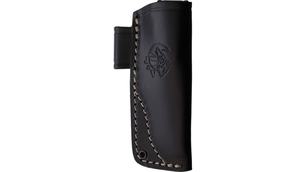 J&amp;V Adventure Knives Nano 2.0 Fixed Blade Knife, 6.5in Overall, 3in Satin MV-58 Stainless Steel Blade, Black Sculpted Micarta Handle, Black Leather Belt Sheath, 1214-M1