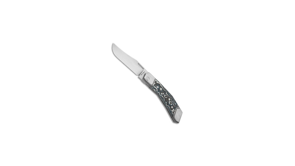 Jack Wolf Knives Jack Wolf Knives Bionic Jack Knife Frost Fat Carbon 3.25" Satin, Blue/White, CPM S90V, adult, BHQ-207871
