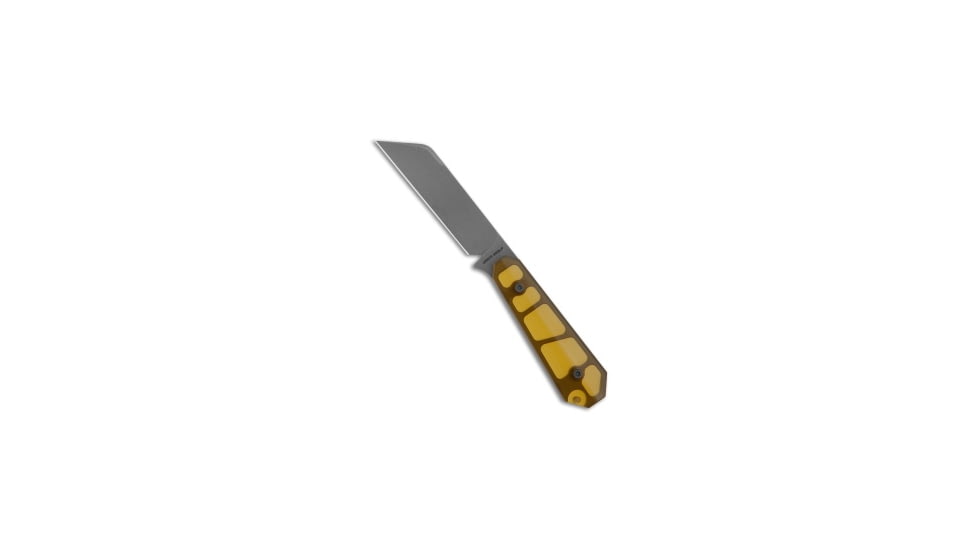 Jack Wolf Knives Midnight FIXedc Fixed Blade Knife, 2.95in, CPM S90V Stainless Steel, Sheepsfoot Blade, ULTEM, Yellow Handle, Yellow/Gray, 5.87 inch, BHQ-202351
