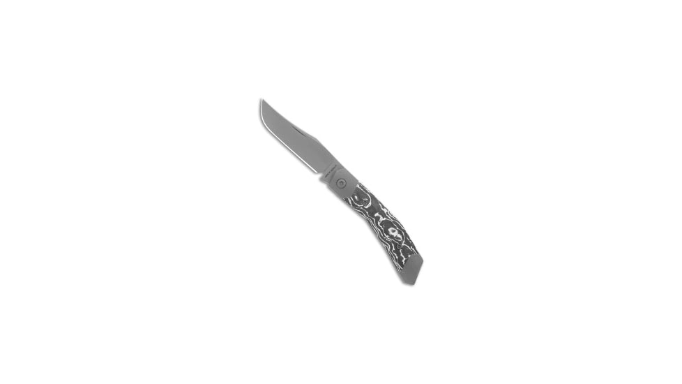 Jack Wolf Knives Jack Wolf Knives Mini Cyborg Jack Slip Joint Knife White Marble CF 2.6" BB/SW, Black/White, CPM S90V, adult, BHQ-201004