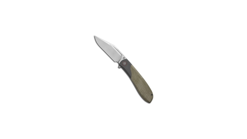 Jack Wolf Knives Scuffle Folding Knife, 3.52in, CPM S90V Stainless Steel, Clip Point Blade, Micarta, Green Handle, Green/Gray, 7.95 inch, BHQ-222806