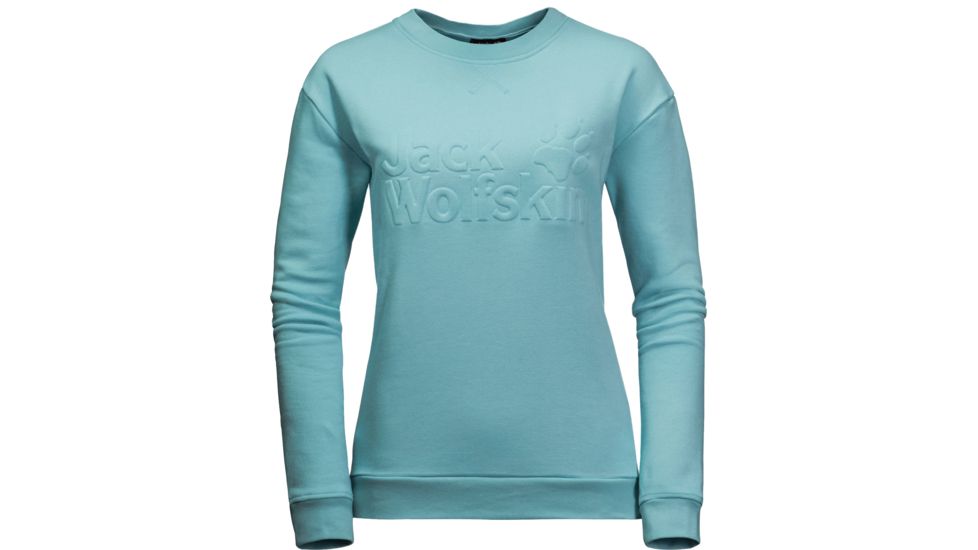 Jack Wolfskin Logo Sweatshirt - Womens, Aqua, Small, 1707191-4010002