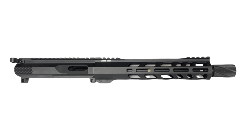 Jacob Grey Firearms Complete Upper Assembly, 9mm, 10in, 1-10 Twist, 1/2x36 Thread, Black, 9MM10CUA