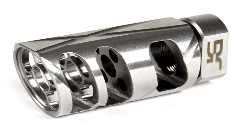 Jacob Grey Firearms Cobra Billet Muzzle Brake, .30 Cal, 5/8x24 Thread, Angled, Stainless, Unfinished, CMBASTN