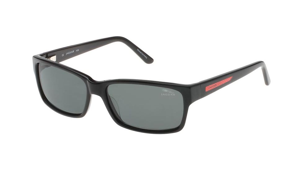 Jaguar 37109 Mens Sunglasses, Black-Red/Grey Polarized Lenses, 57-15-135 37109-8840