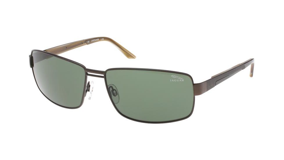 Jaguar 37324 Single Vision Brown-Caramel Frame,Green Polarized Lenses Mens Sunglasses 37324-602RX