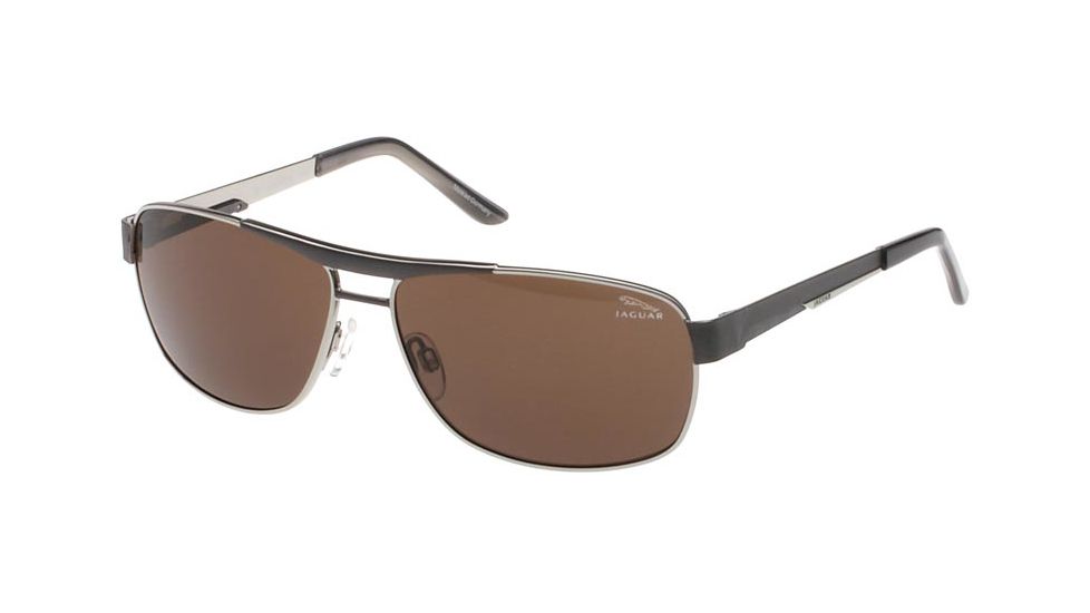 Jaguar 37329 Mens Sunglasses, Black-Silver/Brown-Lenses, 62-14-135 37329-794