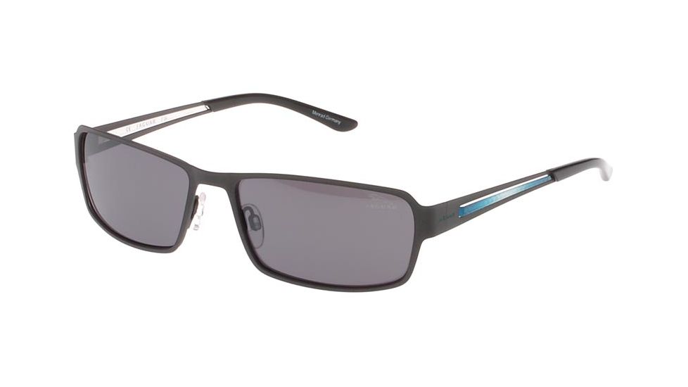 Jaguar 37333 Mens Sunglasses, Black-Blue/Grey Flash Lenses, 59-16-135 37333-800