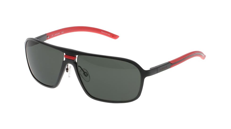 Jaguar 37711 Mens Sunglasses, Brushed Black-Red/Green Polarized Lenses, 63-14-135 37711-620