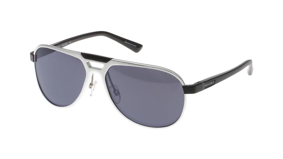 Jaguar 37712 Mens Sunglasses, Brushed Silver-Black/Grey Flash Lenses, 60-15-135 37712-110