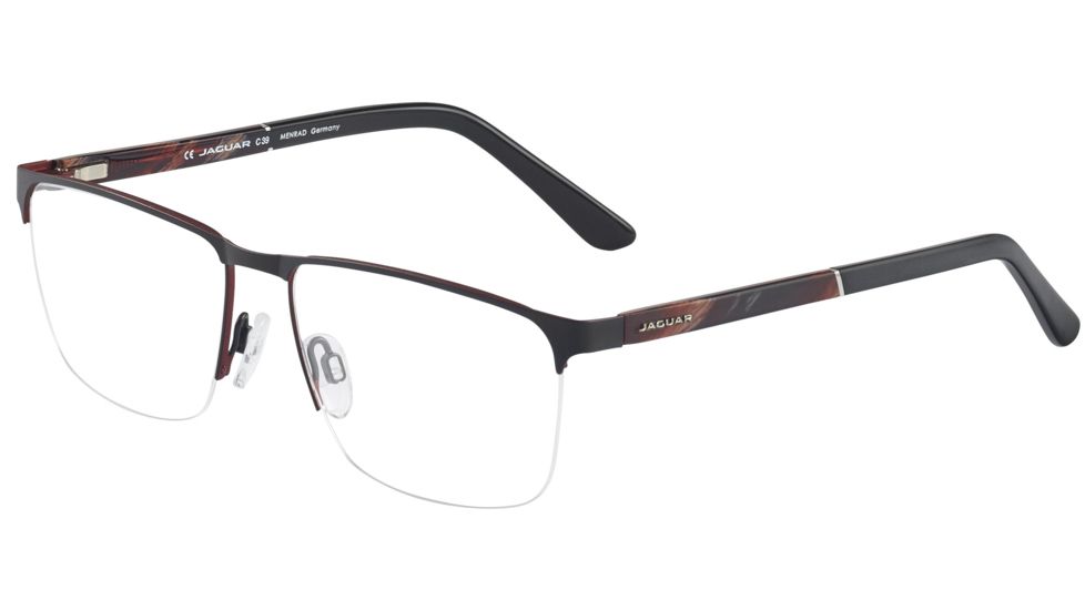 Jaguar 33089 Eyeglasses, Mens, Black-Burgundy Horn, 57-16-140, JG330891112