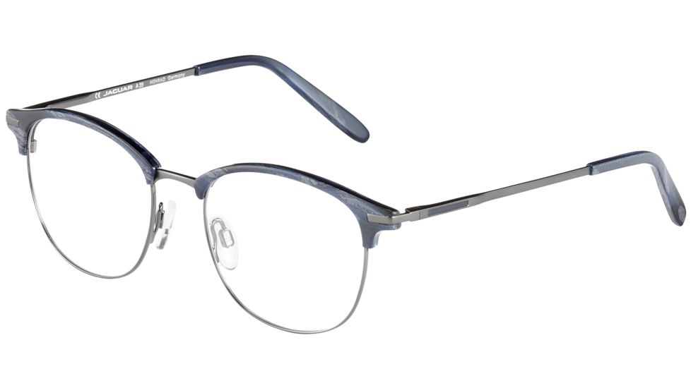 Jaguar 33706 Eyeglasses, Mens, Blue Horn-Gunmetal, 52-18-140, JG337066808