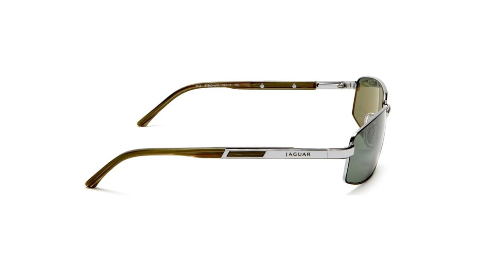 Jaguar Polarized Lenses Sunglasses 37300, Jaguar 37300 Sunglasses Styles Black-Silver Frame / Green Lenses
