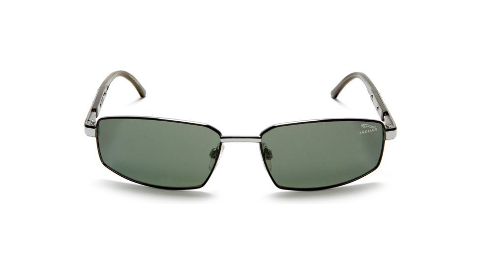 Jaguar Polarized Lenses Sunglasses 37300, Jaguar 37300 Sunglasses Styles Black-Silver Frame / Green Lenses