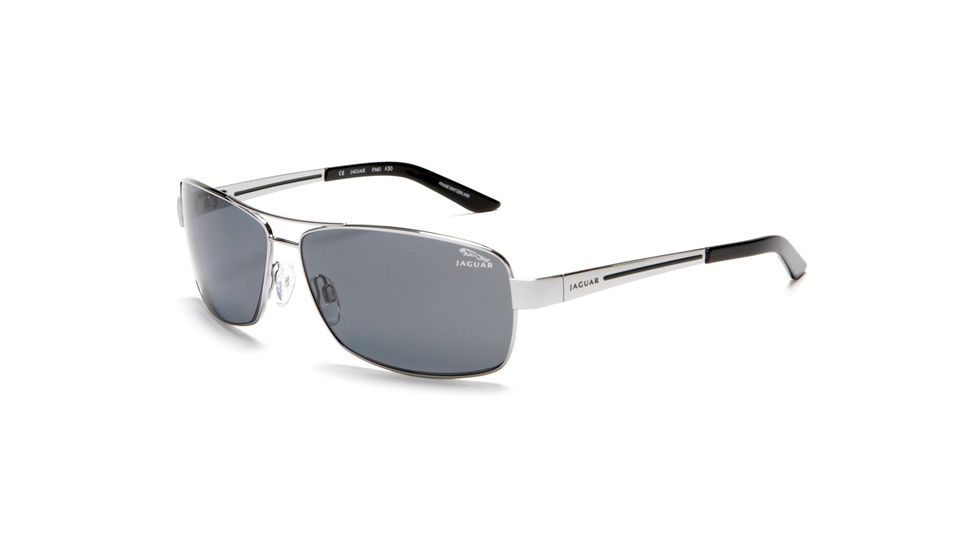 Jaguar Polarized Lenses Sunglasses 39703, Jaguar 39703 Sunglasses Styles Silver-Black Frame / Grey Lenses
