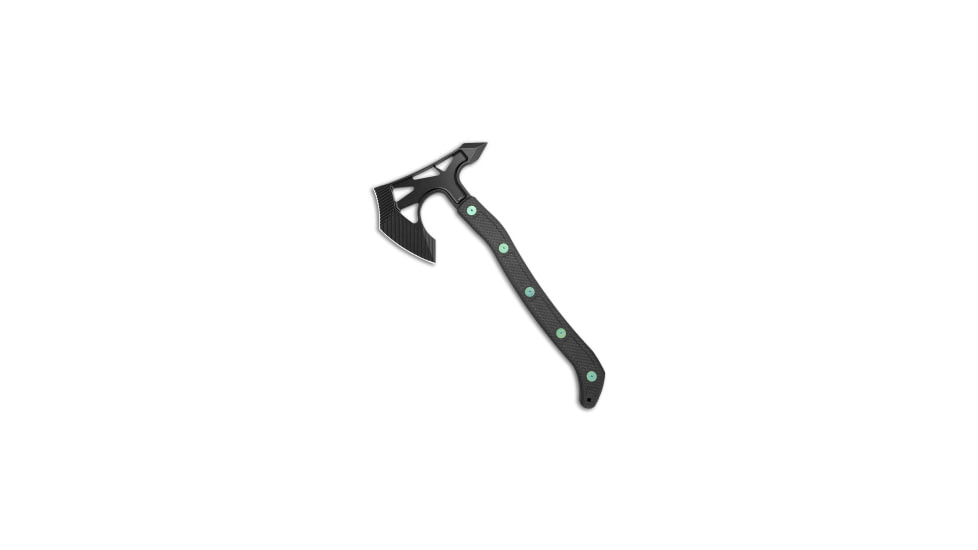 Jake Hoback Knives Jake Hoback Knives Ps2 Axe Carbon Fiber w/ Kydex Sheath Green Bolts + Black SW, Black/Green, adult, BHQ-175497