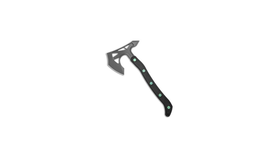 Jake Hoback Knives Jake Hoback Knives Ps2 Axe Carbon Fiber w/ Kydex Sheath Green Bolts + Gray, Black/Green, adult, BHQ-175495