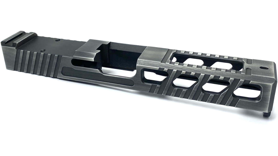 JCS Weapon Designs G17 Bonesaw Slide, RMR Cut, Glock 17, Nickel Boron Distressed, G17-BSS-RMR-NBD