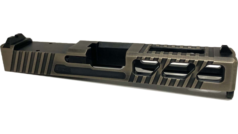 USED JCS Weapon Designs G19 Bonesaw Slide, RMR Cut, Glock 19, Nickel Boron Distressed, G19-BSS-RMR-NBD, EDEMO1, Used, Condition Like New, Inspect and Rebox