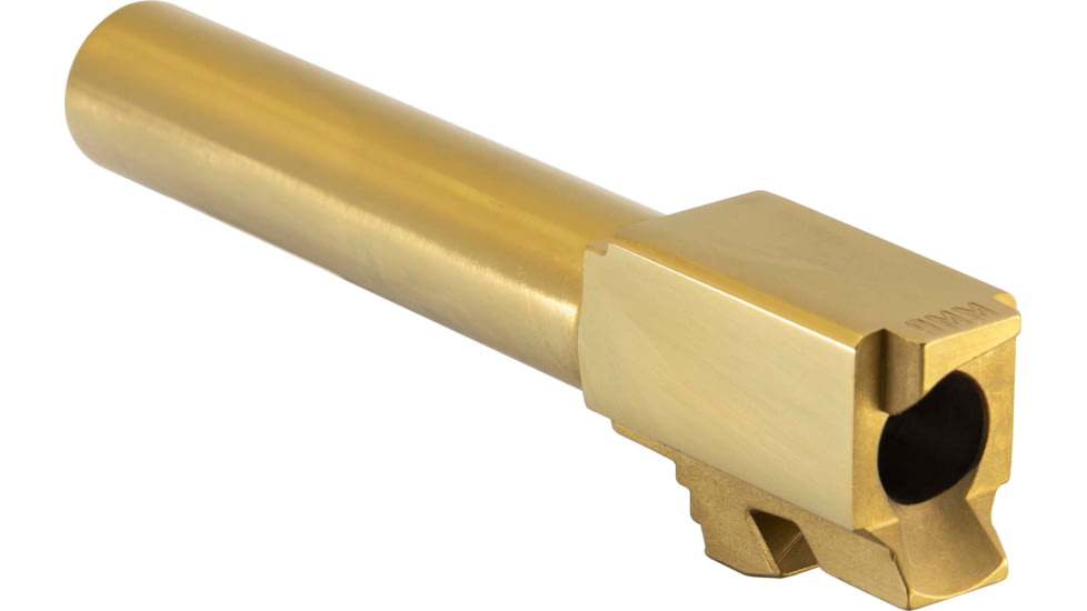 JCS Weapon Designs G19 V1 Flushed/Crowned Match Grade Drop In Barrel, TiN High Polish, G19-BBL-V1FC-TINGHP