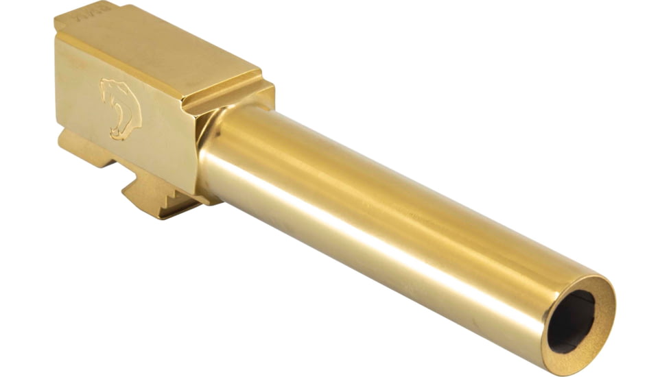 JCS Weapon Designs G19 V1 Flushed/Crowned Match Grade Drop In Barrel, TiN High Polish, G19-BBL-V1FC-TINGHP