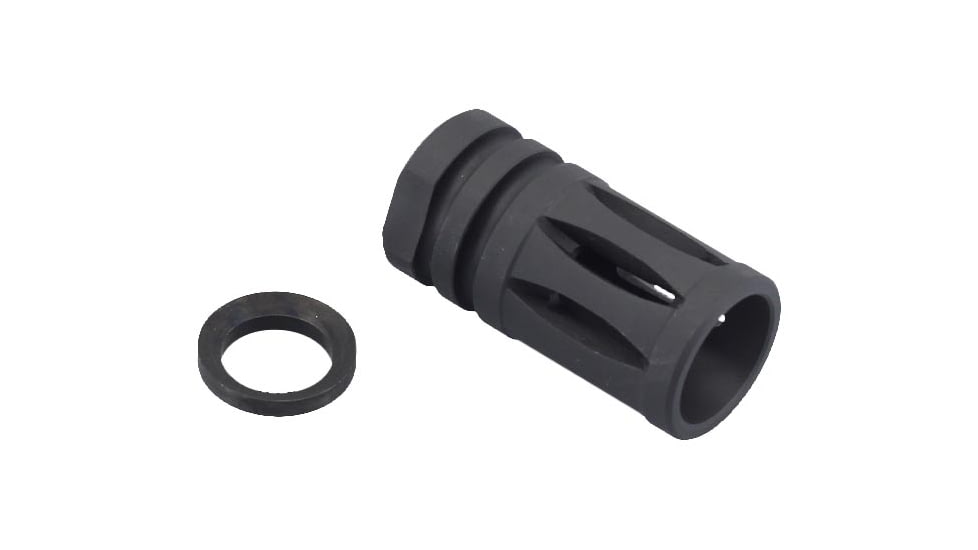 JE Machine Tech A2 5.56/.223 Birdcage Flash Hider w/ Crush Washer, Black, TS-FH2B