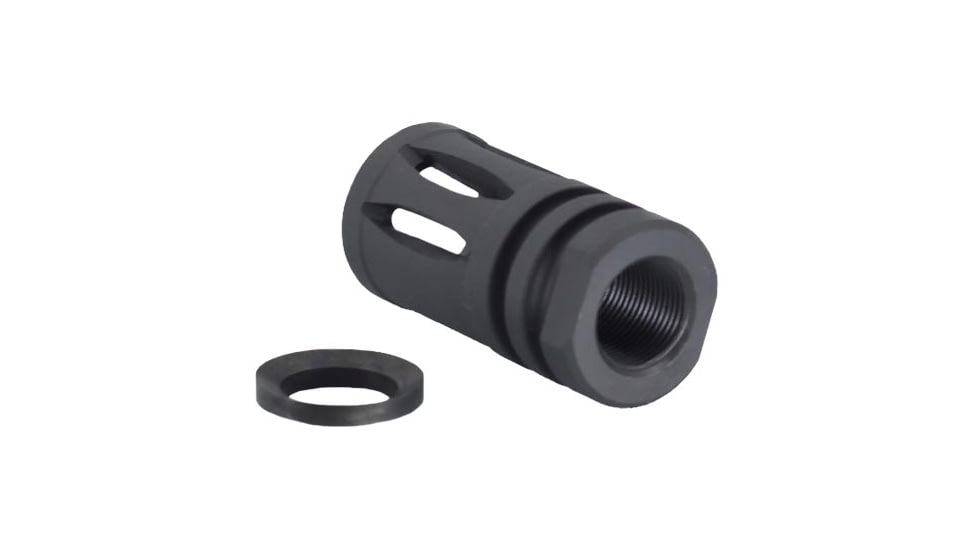 JE Machine Tech A2 5.56/.223 Birdcage Flash Hider w/ Crush Washer, Black, TS-FH2B