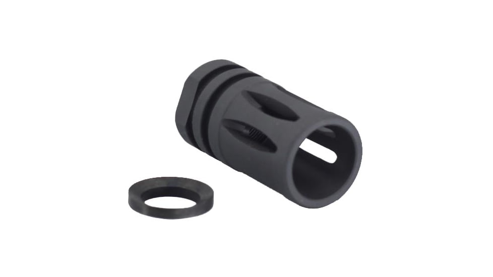 JE Machine Tech A2 5.56/.223 Birdcage Flash Hider w/ Crush Washer, Black, TS-FH2B