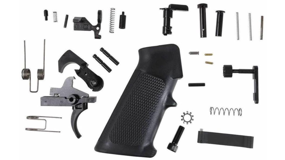 JE Machine Tech AR-15 Lower Parts Kit w/ Regular Safety Selector, Black, TS-LPKAR15-RSS