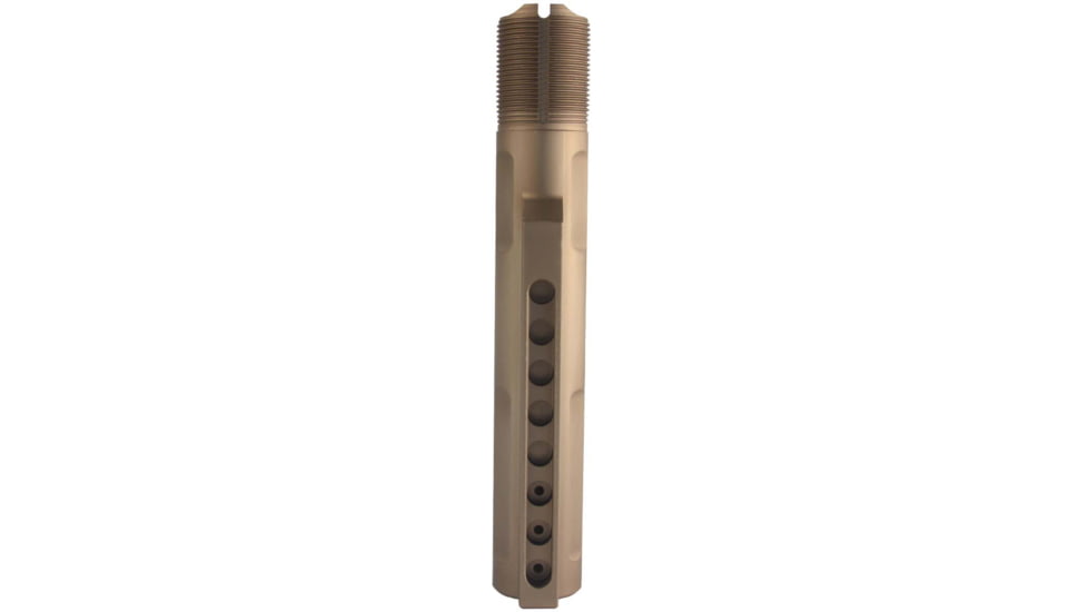 JE Machine Tech AR15/M4 .223 MIL-SPEC Adjustable Short Contour Machining Fluted Buffer Tube, 8 Position 3 Drain Hole, Tan, PS-BTMS2TAN