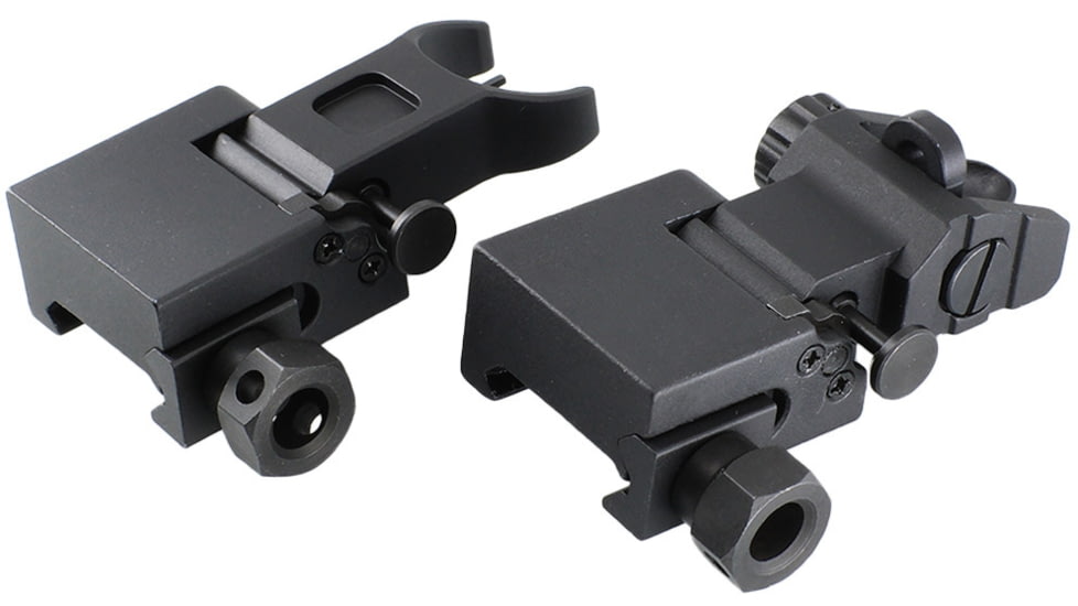 JE Machine Tech Front and Rear Folding Back Up Battle Sights-Aluminum, Black, TS-PS25B