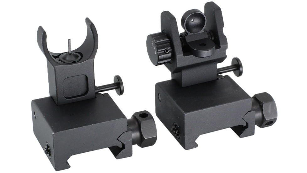 JE Machine Tech Front and Rear Folding Back Up Battle Sights-Aluminum, Black, TS-PS25B