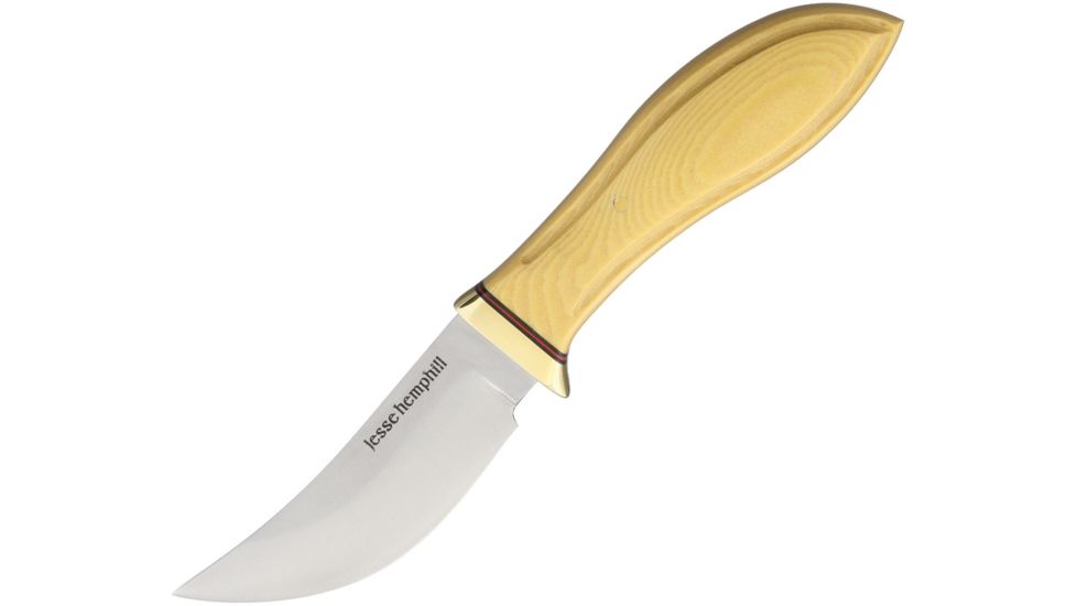Jesse Hemphill High Falls Antique Ivory Fixed Blade Knife, 3.75in, A2 Tool Steel, Standard Edge, Satin, Antique Ivory, Micarta Handle JH003AI