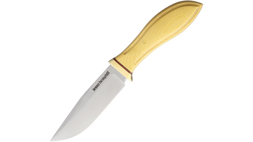 Jesse Hemphill Town Creek Antique Ivory Fixed Blade Knife, 4.25in, A2 Tool Steel, Standard Edge, Clip Point, Satin, Antique Ivory, Micarta Handle JH002AI