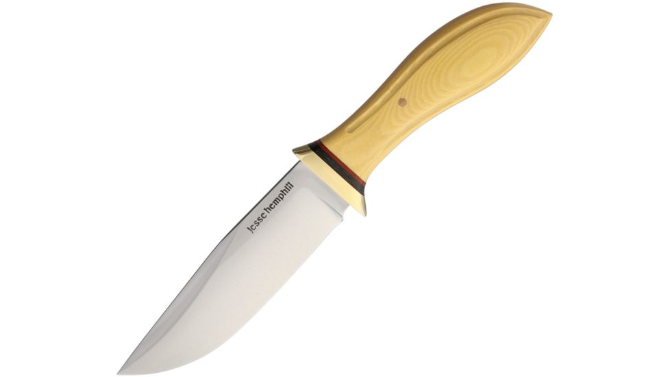 Jesse Hemphill Town Creek II Special Antique Fixed Blade Knife, 4.75in, A2 Tool Steel, Drop Point, Satin, Antique Ivory, Micarta Handle JH006SAI