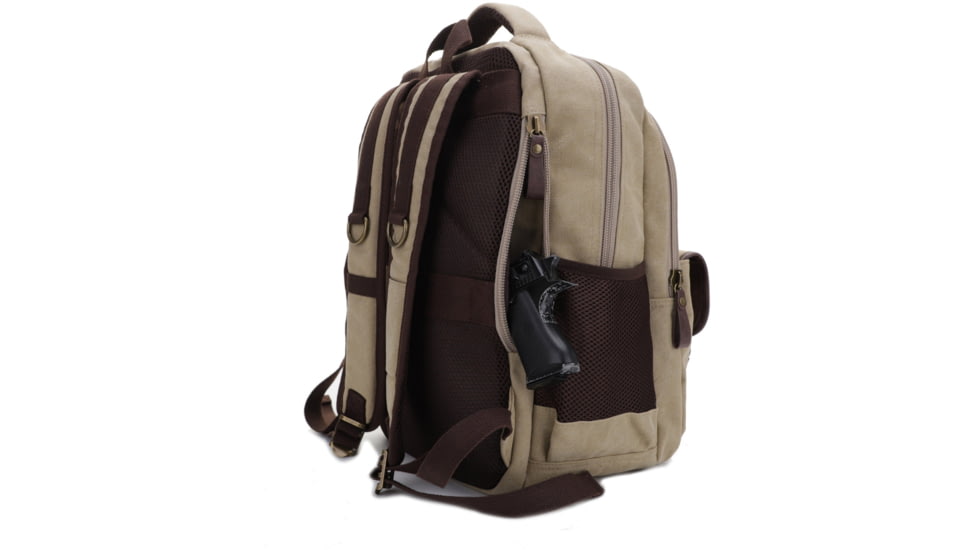 Jessie &amp; James Alpine Canvas Concealed Carry Backpack, Khaki, SMC52103R1 KH