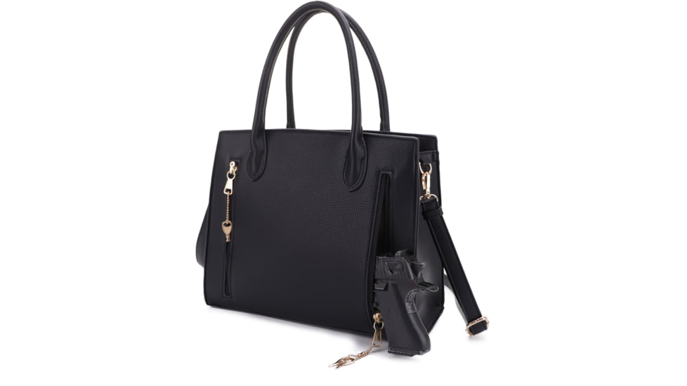 Jessie &amp; James Evelyn Concealed Carry Satchel Handbag, Black, SMC1309LK BK