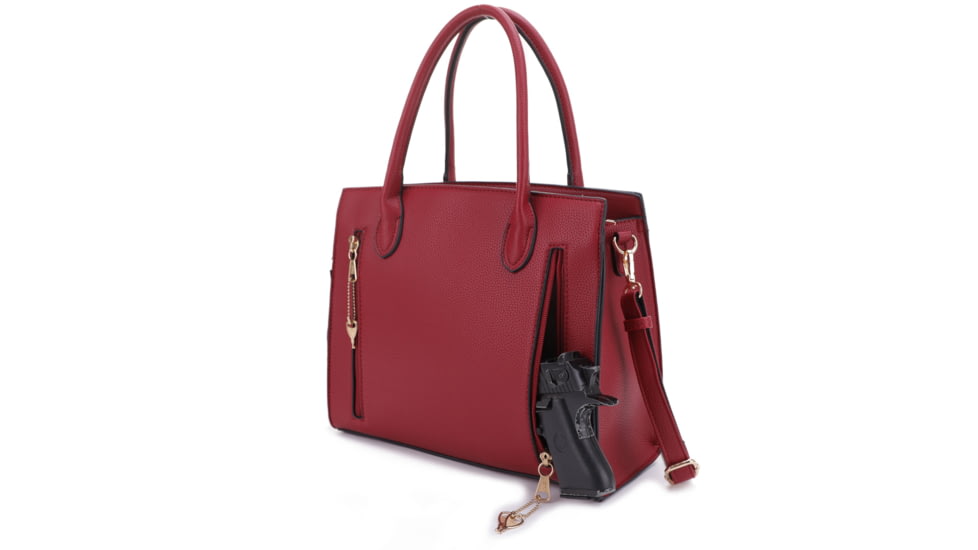 Jessie &amp; James Evelyn Concealed Carry Satchel Handbag, Burgandy, SMC1309LK BD