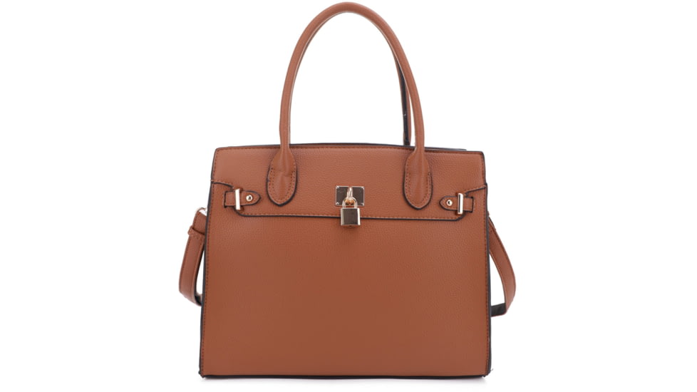 Jessie &amp; James Evelyn Concealed Carry Satchel Handbag, Tan, SMC1309LK TN