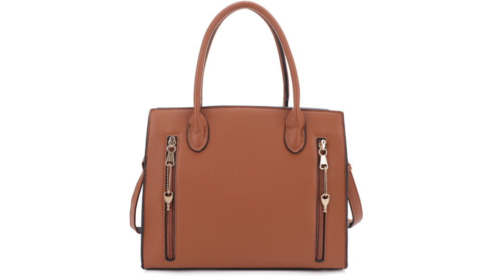 Jessie &amp; James Evelyn Concealed Carry Satchel Handbag, Tan, SMC1309LK TN