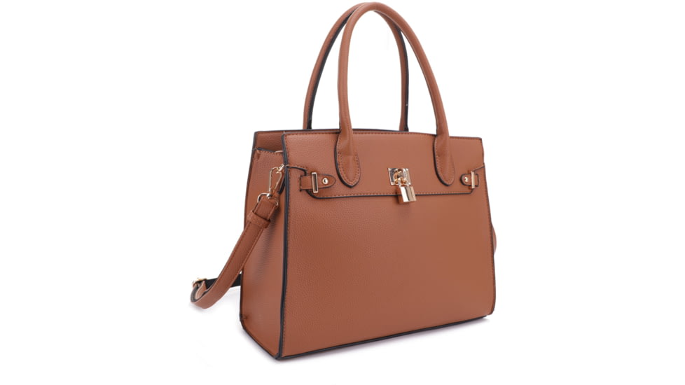 Jessie &amp; James Evelyn Concealed Carry Satchel Handbag, Tan, SMC1309LK TN