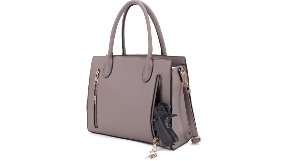 Jessie &amp; James Evelyn Concealed Carry Satchel Handbag, Taupe, SMC1309LK TP