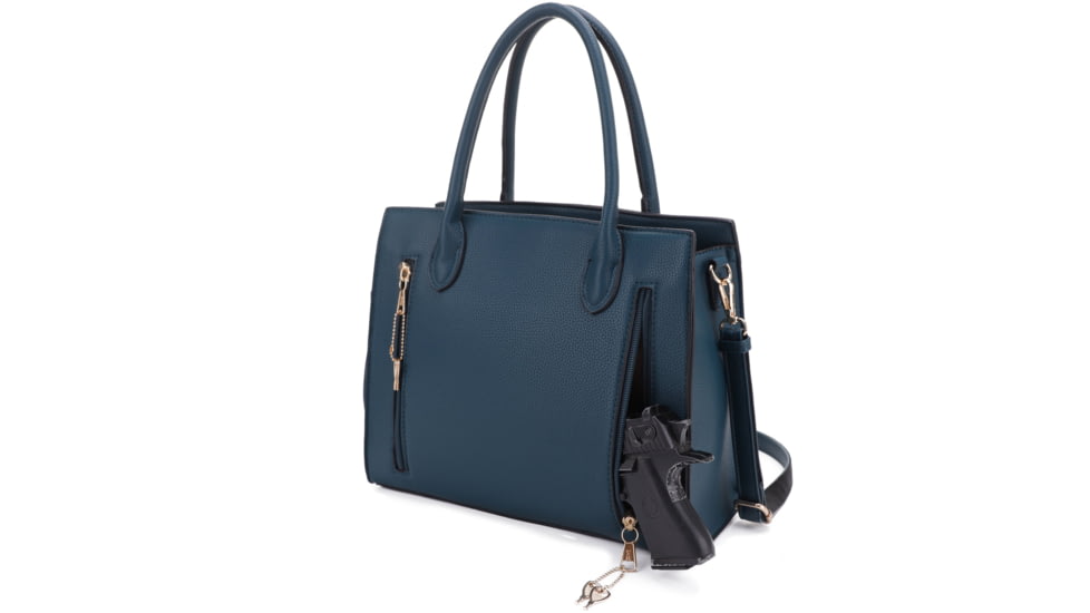 Jessie &amp; James Evelyn Concealed Carry Satchel Handbag, Teal, SMC1309LK TL