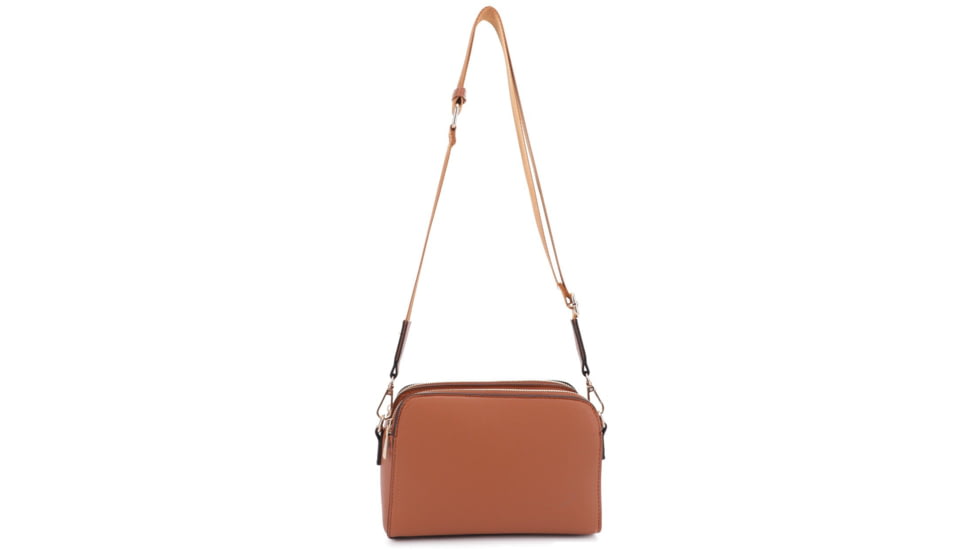 Jessie &amp; James Suzie Compact Concealed Carry Crossbody Bag, Tan, SMC95832AZ TN